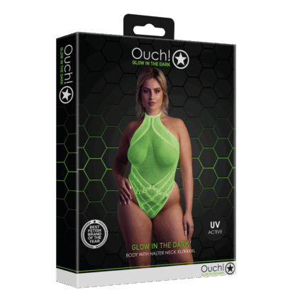 Body met Halternek - Plus Size - Neon Groen - Afbeelding 2