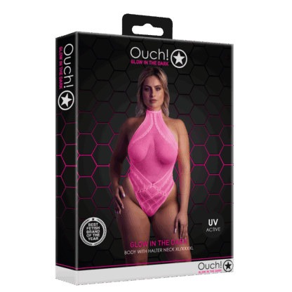 Body met Halternek - Plus Size - Neon Roze - Afbeelding 2