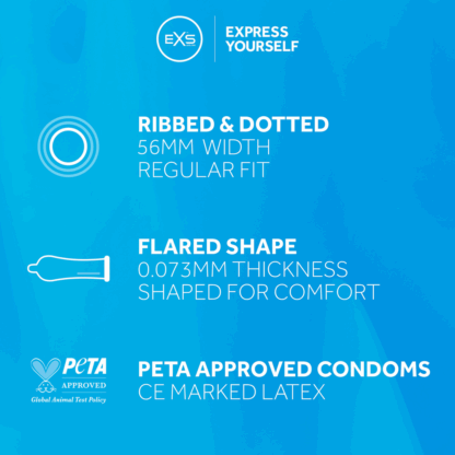 EXS Ribbed Dotted en Flared - Condoms - 3 Stuks - Afbeelding 3