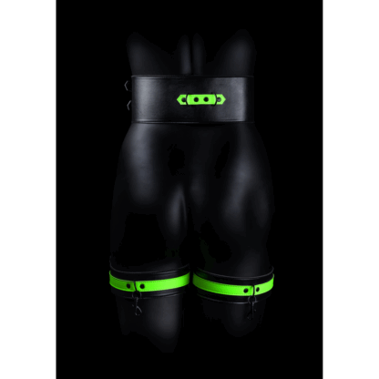 Dijbanden met riem en handboeien - Glow in the Dark - L/XL - Afbeelding 4