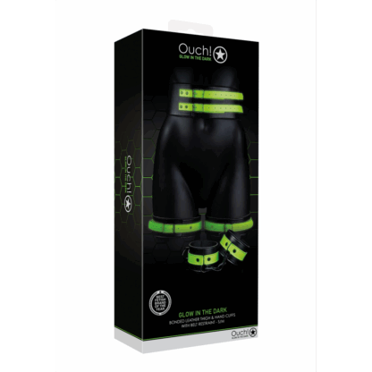 Dijbanden met Riempje en Handboeien - Glow in the Dark - S/M - Afbeelding 2