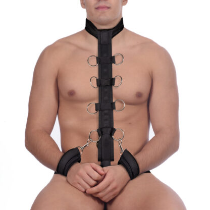 Beperkingsharnas met Halsband en Handboeien - Zwart - Afbeelding 6