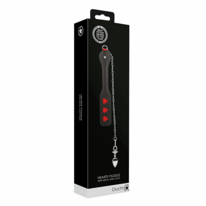 Harten Paddle met Metalen Anaal Plug - Zwart - Afbeelding 2