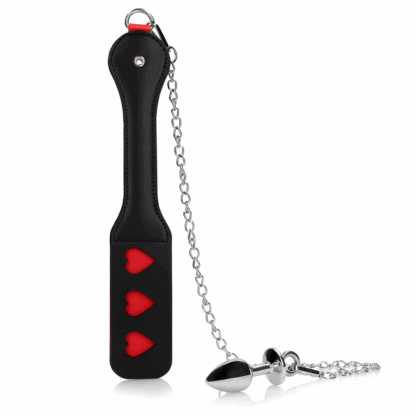 Harten Paddle met Metalen Anaal Plug - Zwart - Afbeelding 4