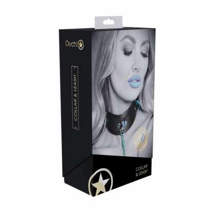 Venice Collectie - Halsband met Leash - Zwart - Afbeelding 2