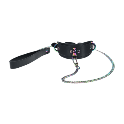 Venice Collectie - Halsband met Leash - Zwart - Afbeelding 4