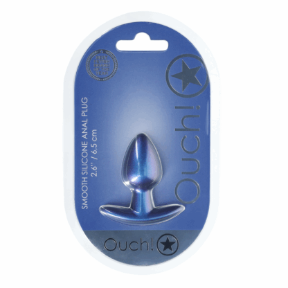 Zachte Siliconen Anale Plug - Klein - 2,6 / 6,5 cm - Metallic Blauw - Afbeelding 2