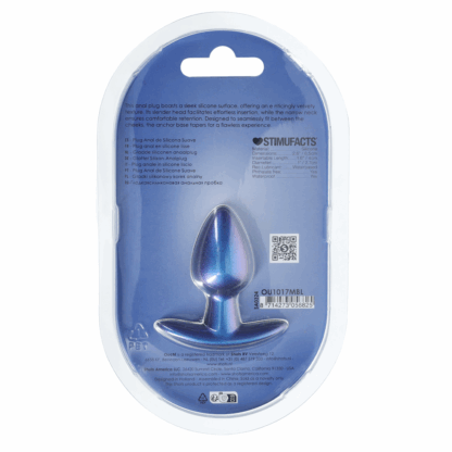 Zachte Siliconen Anale Plug - Klein - 2,6 / 6,5 cm - Metallic Blauw - Afbeelding 3