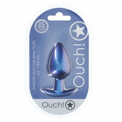 Zachte Siliconen Anale Plug - Groot - 3,5 / 8,9 cm - Metallic Blauw - Afbeelding 2