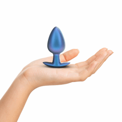 Zachte Siliconen Anale Plug - Groot - 3,5 / 8,9 cm - Metallic Blauw - Afbeelding 4