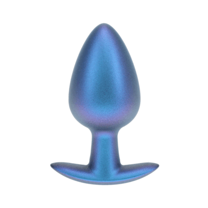Zachte Siliconen Anale Plug - Groot - 3,5 / 8,9 cm - Metallic Blauw - Afbeelding 5