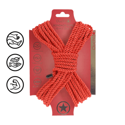 Polyester Bondage Touw - 10 m - Rood - Afbeelding 3