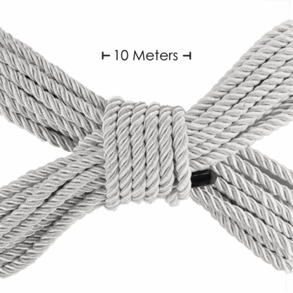 Polyester Bondage Touw - 10 m / 32,8 ft - Zilver - Afbeelding 2