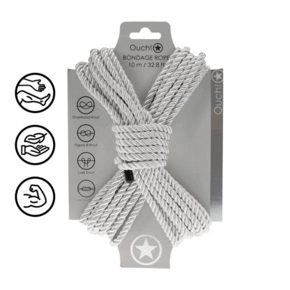 Polyester Bondage Touw - 10 m / 32,8 ft - Zilver - Afbeelding 3