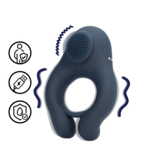 Vibrerende Cockring met Clitoris Stimulatie - Indigo Blauw