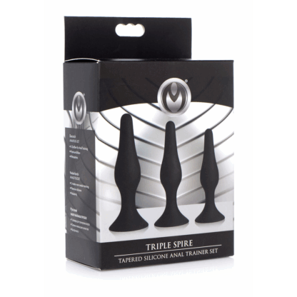 Triple Spire - Tapered Silicone Anale Trainer Set - 3 Stuks - Zwart - Afbeelding 2