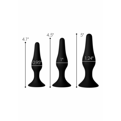 Triple Spire - Tapered Silicone Anale Trainer Set - 3 Stuks - Zwart - Afbeelding 4