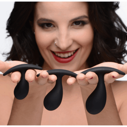 Dark Droplets - 3-delige Gebogen Anale Trainer Set - Zwart - Afbeelding 6