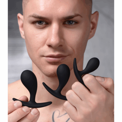 Dark Droplets - 3-delige Gebogen Anale Trainer Set - Zwart - Afbeelding 7