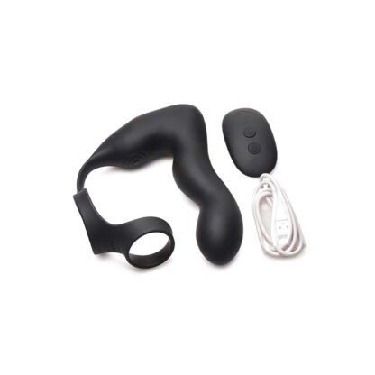 Opblaasbare en Vibrerende Prostaatplug + Cock- en Ballring - Afbeelding 5