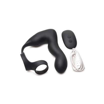 Opblaasbare en Vibrerende Prostaatplug + Cock- en Ballring - Afbeelding 6