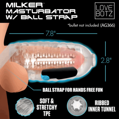 Melker TPE Masturbator met Ball Strap - Doorzichtig - Afbeelding 4