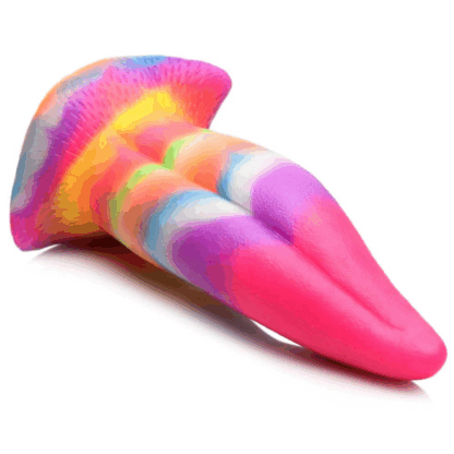 Eenhoorn Tongue - Glow in the Dark - Silicone Dildo - Regenboog - Afbeelding 5