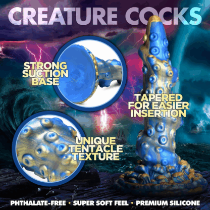Kraken Silicone Dildo - Blauw - Afbeelding 7