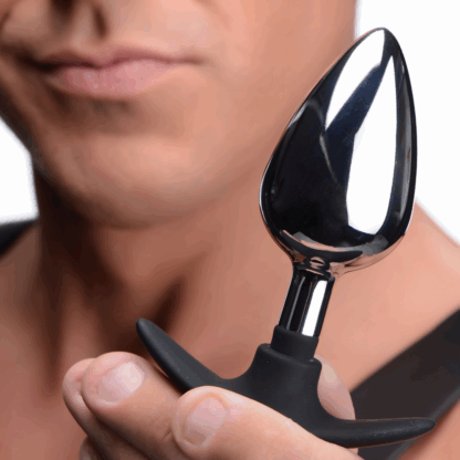 Donkere Indringer - Metaal en Silicone Anale Plug - Groot - Afbeelding 6