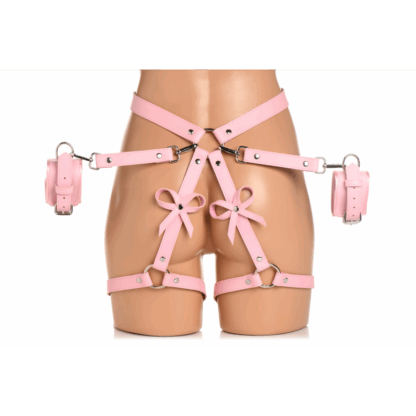 Bondage Harness met Strikjes - XL/2XL - Roze - Afbeelding 4