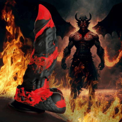 Fire Demon - Monster Silicone Dildo - Rood/Zwart - Afbeelding 7