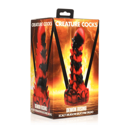 Demon Rising - Schubben Draak Siliconen Dildo - Rood/Zwart - Afbeelding 2