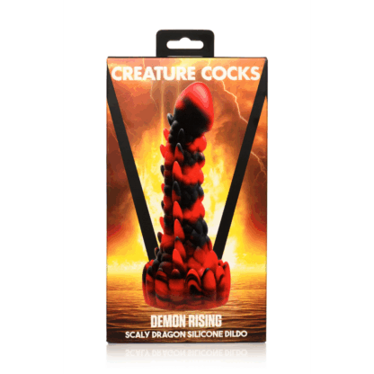 Demon Rising - Schubben Draak Siliconen Dildo - Rood/Zwart - Afbeelding 3