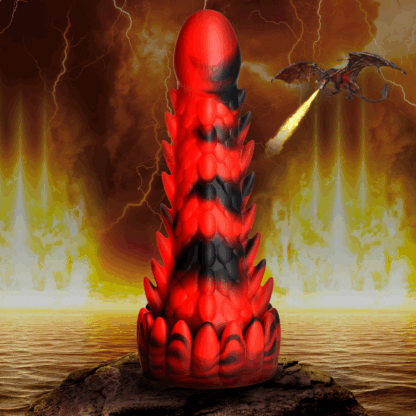 Demon Rising - Schubben Draak Siliconen Dildo - Rood/Zwart - Afbeelding 7