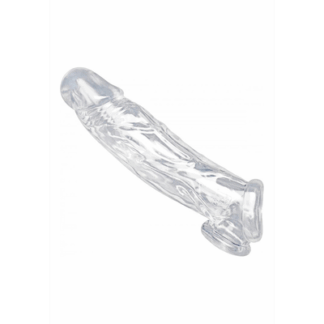 Realistische Heldere Penis Sleeve en Ball Stretcher