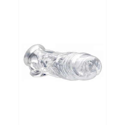 Realistische Heldere Penis Sleeve en Ball Stretcher - Afbeelding 3