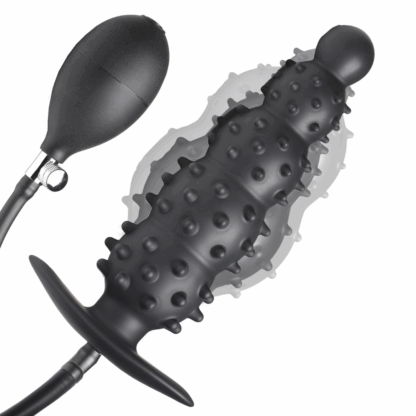 Ass Puffer - Nubbed Inflatable Silicone Anale Plug - Zwart - Afbeelding 7