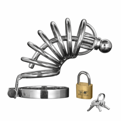 Asylum - Chastity Cage met 6 Ringen - M/L - Afbeelding 3