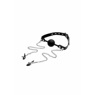 Silicone Ball Gag met Nipple Clamps
