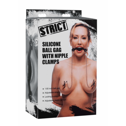 Silicone Ball Gag met Nipple Clamps - Afbeelding 2