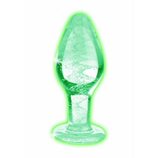 Glow-In-The-Dark - Glas Buttplug - Groot