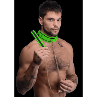 Kink in the Dark - Glow in the Dark Halsband en Leash