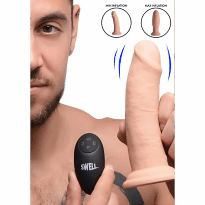 Swell - Opblaasbare en Vibrerende Siliconen Dildo - 7 / 18 cm - Afbeelding 5