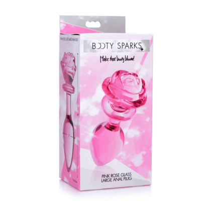 Roze Roos - Glazen Butt Plug - Groot - Afbeelding 2