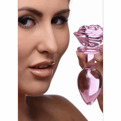 Roze Roos - Glazen Butt Plug - Groot - Afbeelding 4