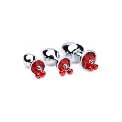 Rode Edelsteen - Butt Plug Set met Belletjes - Afbeelding 5