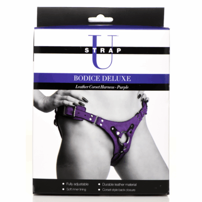 Bodice Deluxe - Leren Korset Harnas - Paars - Afbeelding 3