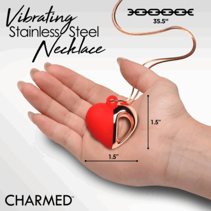 Vibrerende Silikon Hart Ketting - Rood - Afbeelding 6