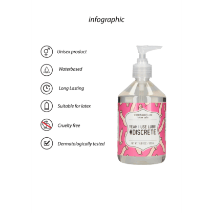 Ja, ik gebruik glijmiddel #Discrete - Waterbasis Glijmiddel - 17 fl oz / 500 ml - Afbeelding 2
