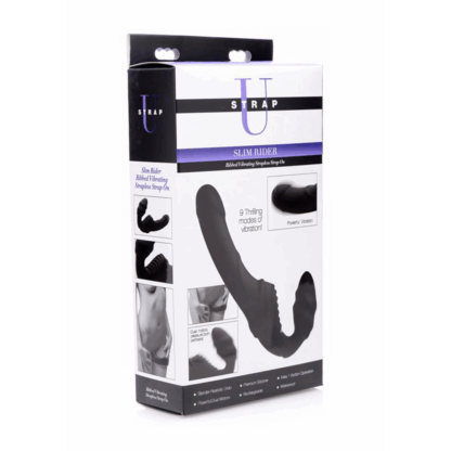Slim Rider - Ribbed Vibrerende Strapless Strap-On - Afbeelding 2